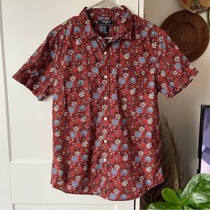 Forever 21 Men’s Floral Print Short Sleeve Cotton Buttondown Shirt - M